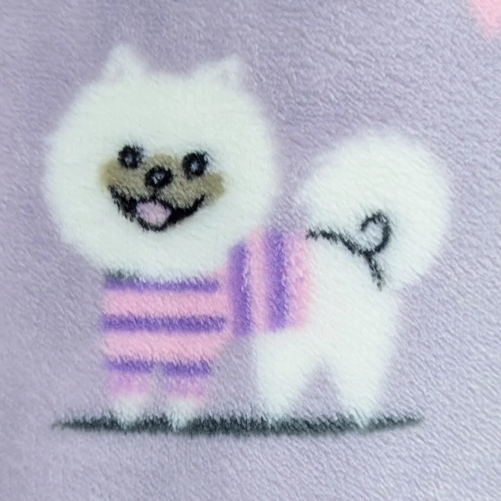 Boston Terrier Frenchie Pugs Kisses Love Plush Throw Blanket Lavender 60x70 NWT